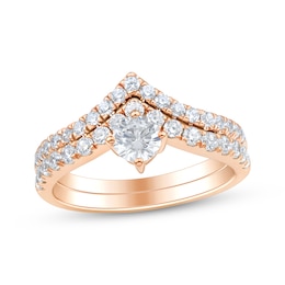 Adore Round-Cut Diamond Chevron Bridal Set 7/8 ct tw 14K Rose Gold