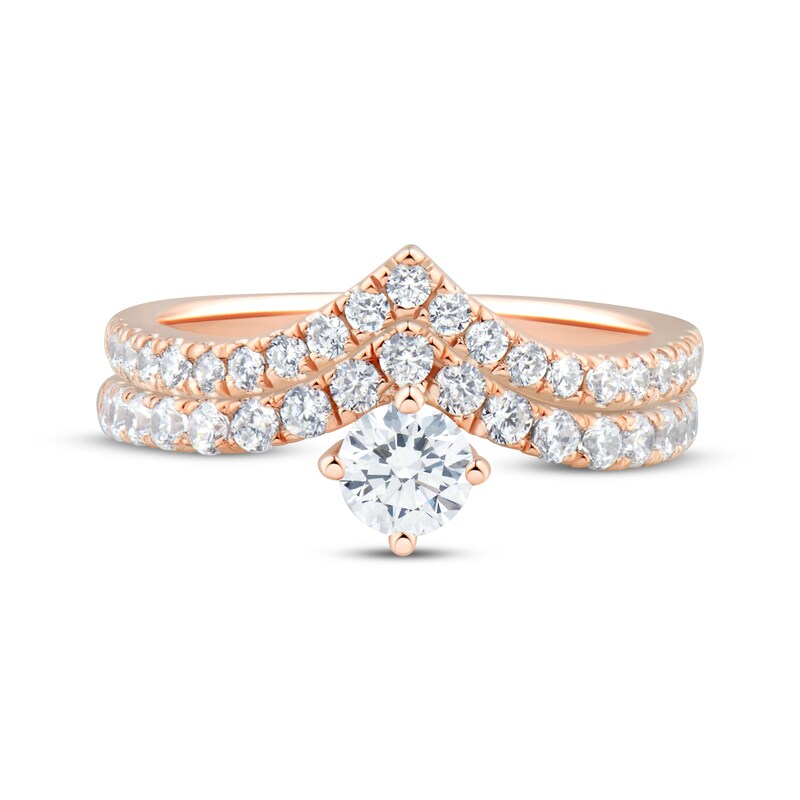 Main Image 3 of Adore Round-Cut Diamond Chevron Bridal Set 7/8 ct tw 14K Rose Gold