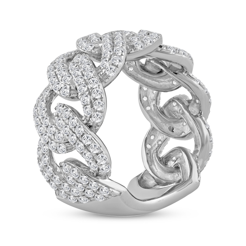 Main Image 2 of Men's Diamond Curb Chain Link Ring 2-1/2 ct tw 10K White Gold