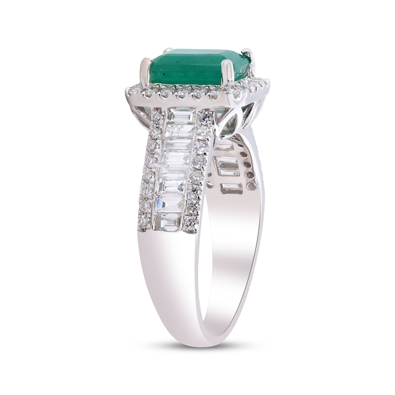 Main Image 2 of Cirari Couture Emerald-Cut Natural Emerald & Diamond Ring 7/8 ct tw 14K White Gold