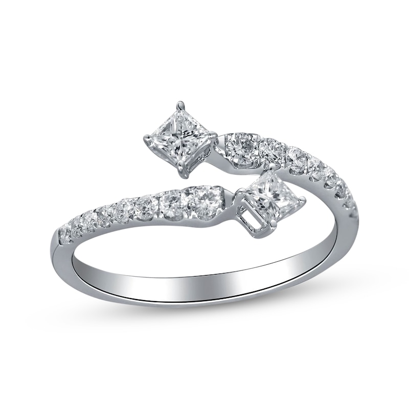 Main Image 1 of Cirari Couture Princess-Cut Diamond Bypass Ring 3/4 ct tw 14K White Gold