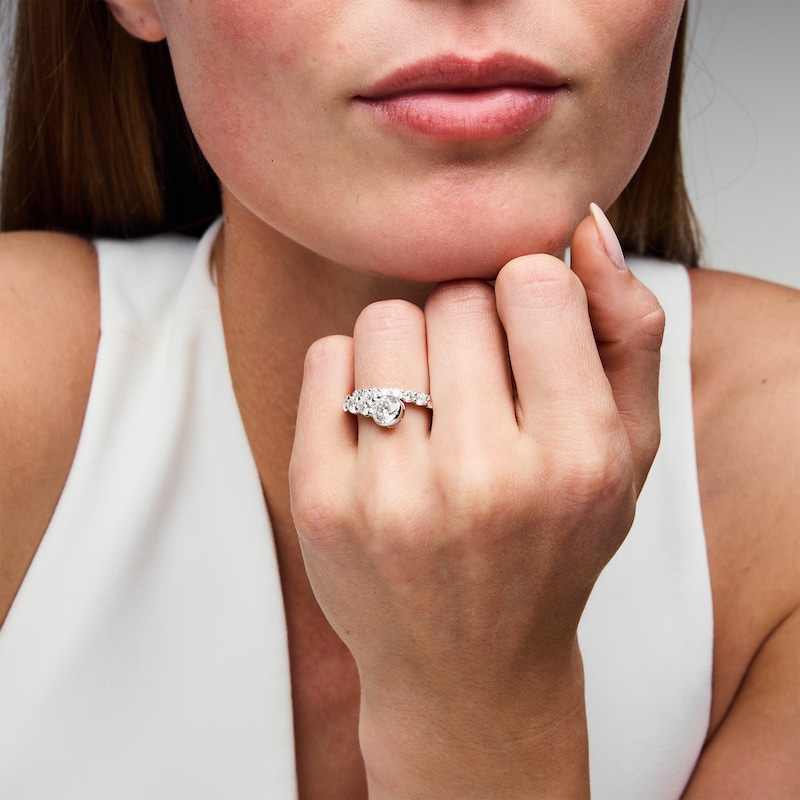 Main Image 4 of Diamond Bypass Anniversary Ring 3 ct tw 14K White Gold