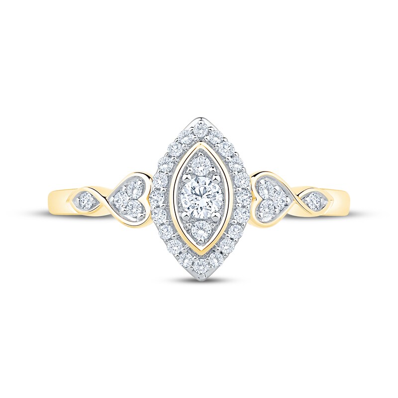 Main Image 3 of Diamond Marquise Halo Promise Ring 1/4 ct tw 10K Yellow Gold