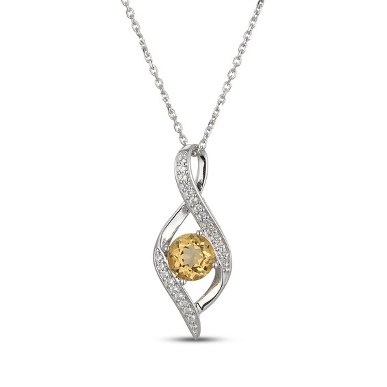 Citrine & White Lab-Created Sapphire Infinity Necklace Sterling Silver 18"
