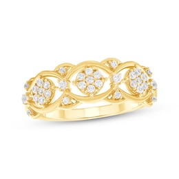 Diamond Ornate Scalloped Fashion Ring 1/4 ct tw 10K Yellow Gold