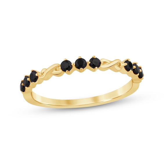 Adore Black Diamond Twist Stackable Wedding Band 1/3 ct tw 14K Yellow Gold