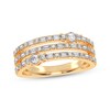 Thumbnail Image 1 of Baguette & Round-Cut Diamond Three-Row Faux-Stack Ring 1/2 ct tw 14K Yellow Gold