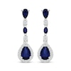 Thumbnail Image 2 of Pear-Shaped Blue Lab-Created Sapphire & White Lab-Created Sapphire Drop Earrings Sterling Silver