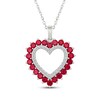 Thumbnail Image 1 of Lab-Created Ruby & White Lab-Created Sapphire Heart Outline Necklace Sterling Silver 18"