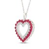 Thumbnail Image 2 of Lab-Created Ruby & White Lab-Created Sapphire Heart Outline Necklace Sterling Silver 18"