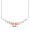 Thumbnail Image 1 of Diamond Flower Curved Bar Necklace 1/5 ct tw Sterling Silver & 10K Rose Gold 18"