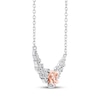 Thumbnail Image 2 of Diamond Flower Curved Bar Necklace 1/5 ct tw Sterling Silver & 10K Rose Gold 18"
