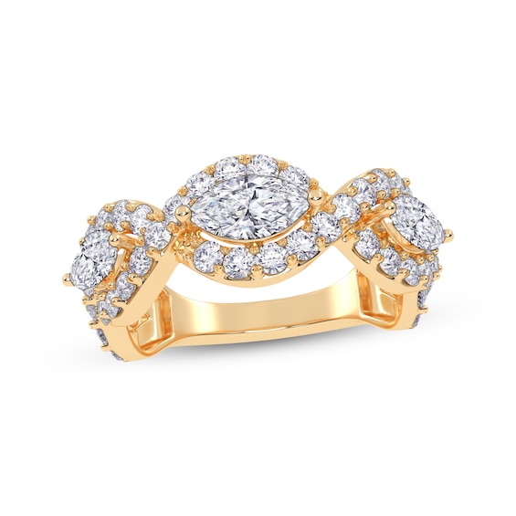 KAY Lab-Grown Diamonds Marquise & Round-Cut Twist Ring 1-1/2 ct tw 14K Yellow Gold