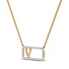 Thumbnail Image 2 of Diamond V Initial Rectangle Necklace 1/10 ct tw 10K Yellow Gold 18"