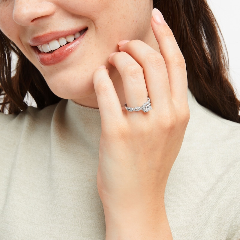 Main Image 4 of THE LEO Legacy Lab-Grown Diamond Princess-Cut Engagement Ring 1-1/6 ct tw 14K White Gold