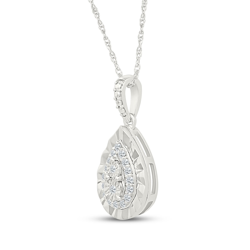 Main Image 2 of Multi-Diamond Pear-Shaped Necklace 1/8 ct tw Sterling Silver 18"