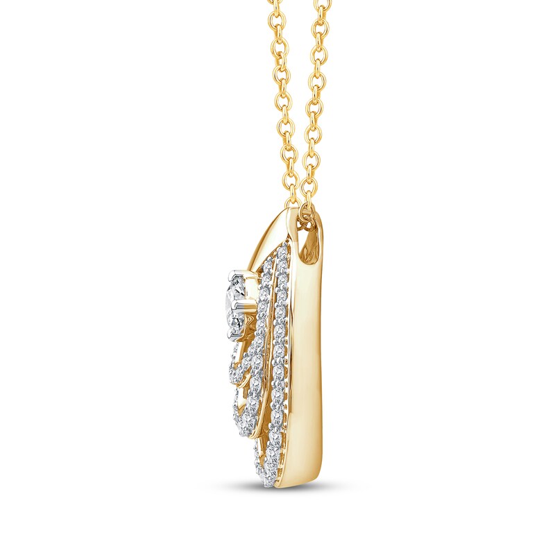 Main Image 2 of Diamond Layered Teardrop Necklace 1/2 ct tw 10K Yellow Gold 17"