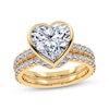 Thumbnail Image 1 of Adore Heart-Shaped Lab-Grown Diamond Bezel-Set Bridal Set 3 ct tw 14K Yellow Gold