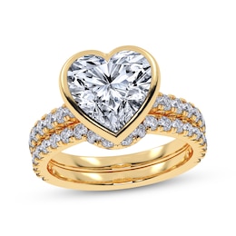 Adore Heart-Shaped Lab-Grown Diamond Bezel-Set Bridal Set 3 ct tw 14K Yellow Gold