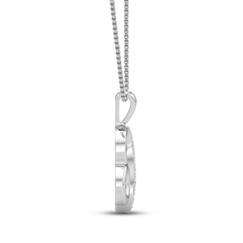Main Image 2 of White Lab-Created Sapphire Leo Zodiac Symbol Necklace Sterling Silver & 10K Yellow Gold 18"