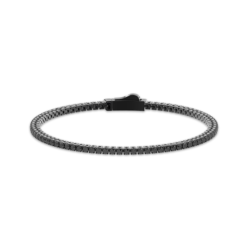 Main Image 1 of Men's Black Diamond Tennis Bracelet 7 ct tw Black Ion-Plated Sterling Silver 8.5"