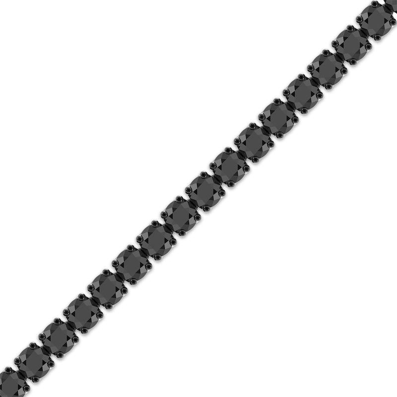 Main Image 2 of Men's Black Diamond Tennis Bracelet 7 ct tw Black Ion-Plated Sterling Silver 8.5"