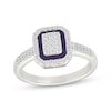 Thumbnail Image 1 of Multi-Diamond & Purple Enamel Octagon Frame Fashion Ring 1/3 ct tw Sterling Silver