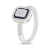 Thumbnail Image 2 of Multi-Diamond & Purple Enamel Octagon Frame Fashion Ring 1/3 ct tw Sterling Silver