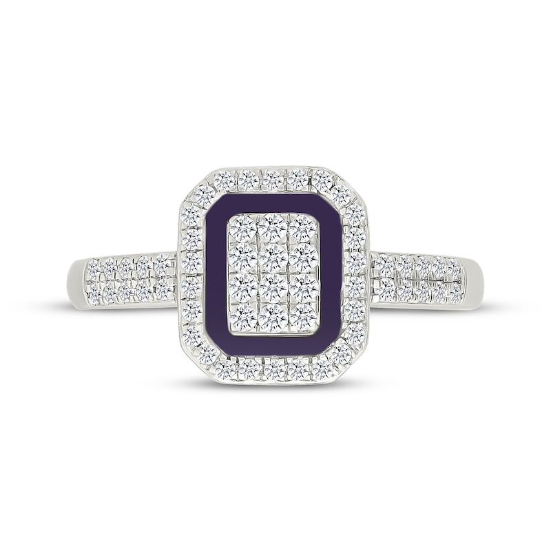 Main Image 4 of Multi-Diamond & Purple Enamel Octagon Frame Fashion Ring 1/3 ct tw Sterling Silver