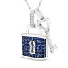 Thumbnail Image 2 of Blue & White Lab-Created Sapphire Lock & Key Charm Necklace Sterling Silver 18"