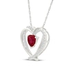 Thumbnail Image 2 of Heart-Shaped Lab-Created Ruby & White Lab-Created Sapphire Double Heart Necklace Sterling Silver 18"