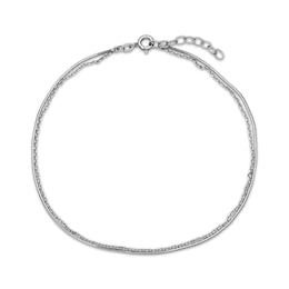 Double Chain Anklet Sterling Silver 10.25"