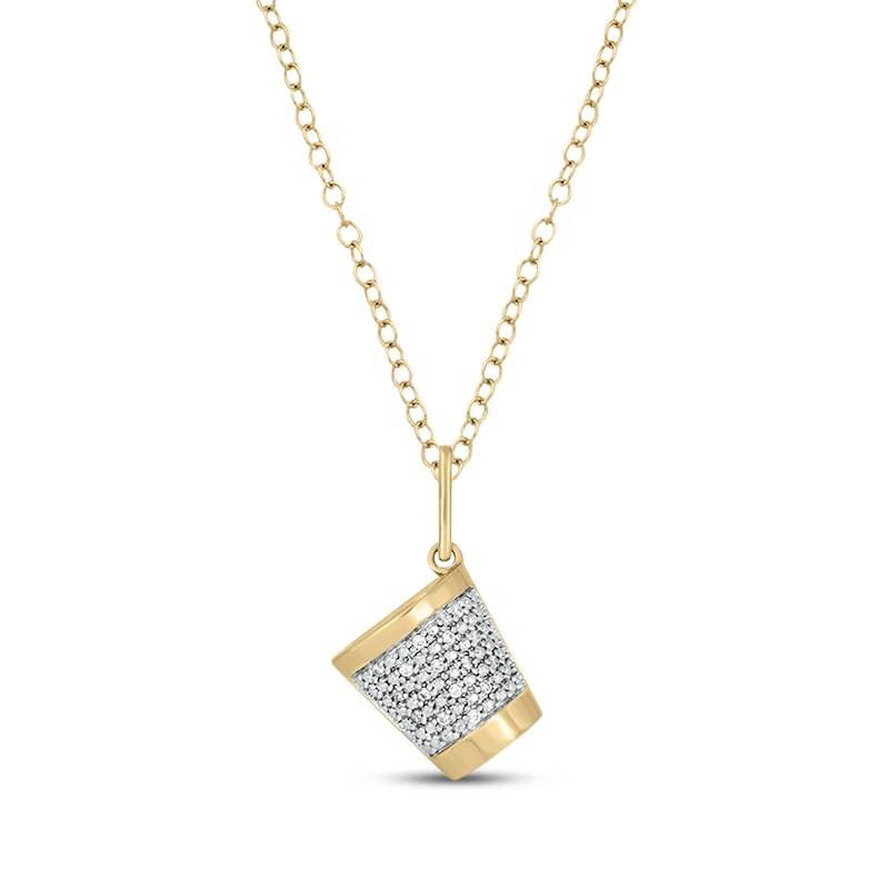 Main Image 1 of Diamond Shot Glass Necklace 1/20 ct tw 24K Yellow Gold Vermeil Sterling Silver 18"