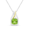 Thumbnail Image 1 of Cushion-Cut Peridot & White Lab-Created Sapphire Necklace Sterling Silver & 10K Yellow Gold 18"