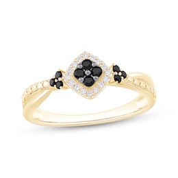 Black & White Diamond Ring 1/5 ct tw 10K Yellow Gold