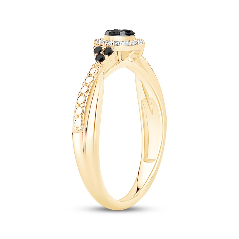 Main Image 2 of Black & White Diamond Ring 1/5 ct tw 10K Yellow Gold