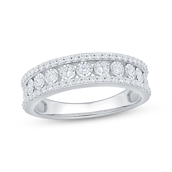Adore Three-Row Diamond Anniversary Ring 1/2 ct tw 14K White Gold