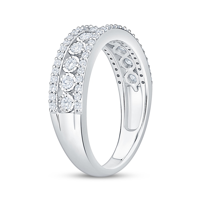 Main Image 2 of Adore Three-Row Diamond Anniversary Ring 1/2 ct tw 14K White Gold