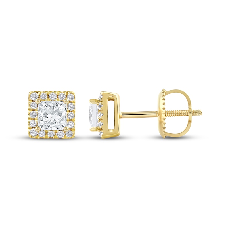 Main Image 3 of KAY Princess-Cut Lab-Grown Diamond Stud Earrings 1/2 ct tw 14K White Gold (F/VS2)