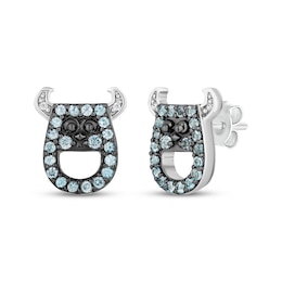 Disney Treasures Monsters, Inc. "Sulley" Swiss Blue Topaz & Diamond Accent Stud Earrings Sterling Silver