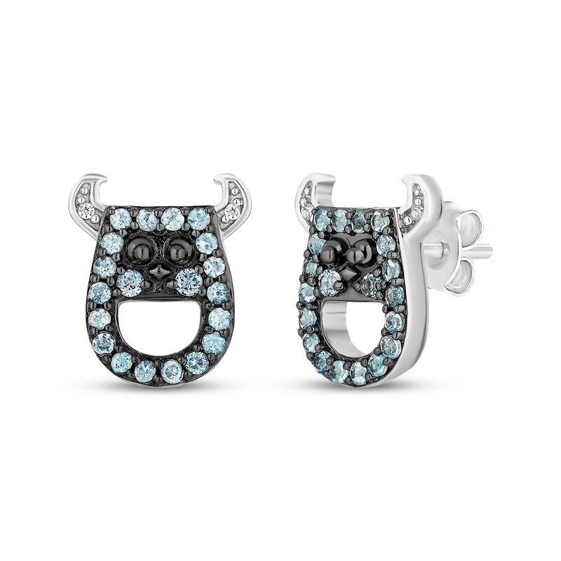 Main Image 1 of Disney Treasures Monsters, Inc. "Sulley" Swiss Blue Topaz & Diamond Accent Stud Earrings Sterling Silver