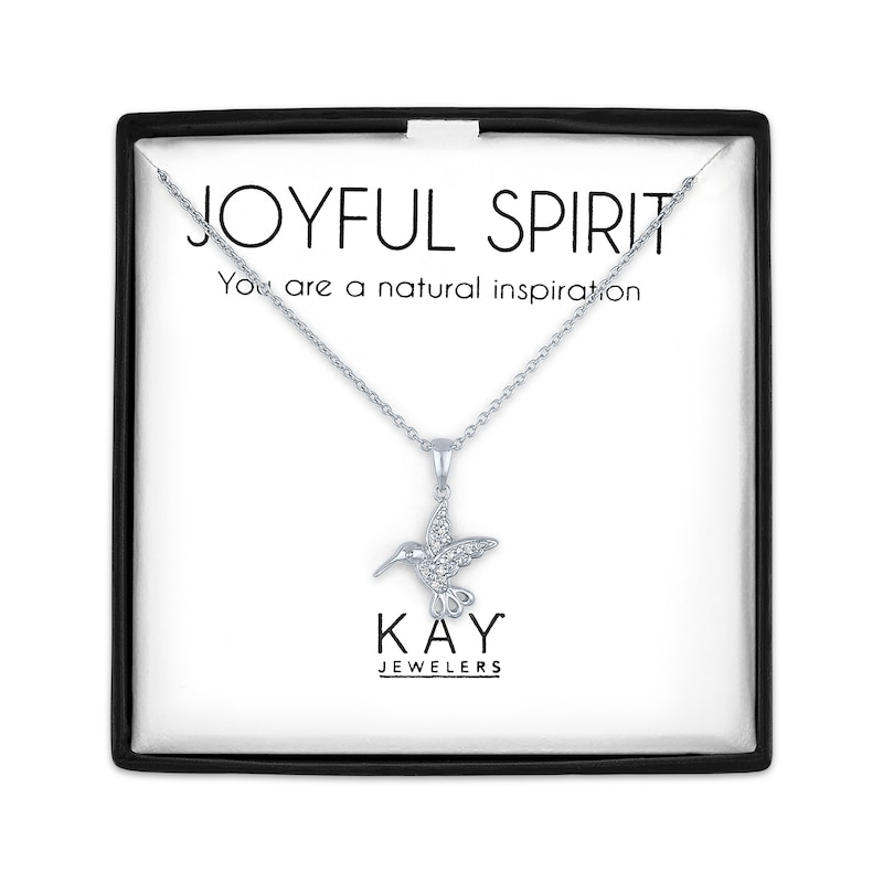 Main Image 1 of Diamond Accent Hummingbird Necklace Sterling Silver 18"