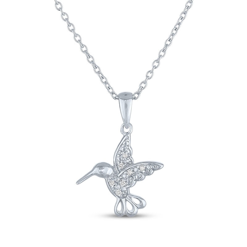 Main Image 2 of Diamond Accent Hummingbird Necklace Sterling Silver 18"