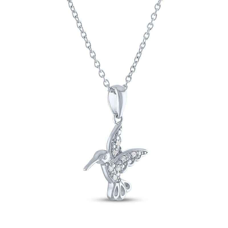 Main Image 3 of Diamond Accent Hummingbird Necklace Sterling Silver 18"