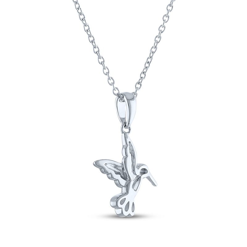 Main Image 4 of Diamond Accent Hummingbird Necklace Sterling Silver 18"