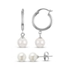 Thumbnail Image 1 of Cultured Pearl Dangle Hoop & Stud Earrings Set Sterling Silver