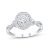 Thumbnail Image 1 of Adore Round-Cut Diamond Oval Double Halo Engagement Ring 1/2 ct tw 10K White Gold