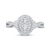 Thumbnail Image 3 of Adore Round-Cut Diamond Oval Double Halo Engagement Ring 1/2 ct tw 10K White Gold