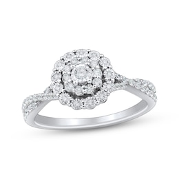 Adore Round-Cut Diamond Double Halo Engagement Ring 1/3 ct tw 10K White Gold