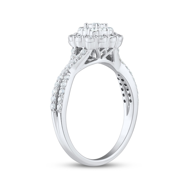 Main Image 2 of Adore Round-Cut Diamond Double Halo Engagement Ring 1/3 ct tw 10K White Gold